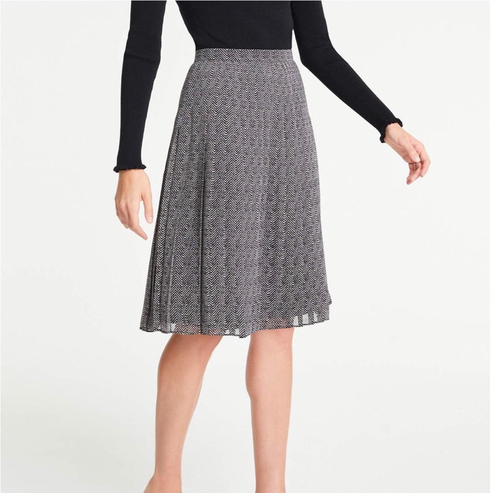 Ann Taylor Pleated Herringbone Skirt